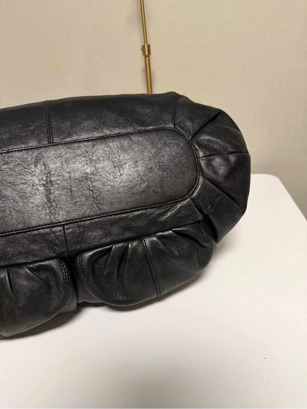 L.A.M.B. Gwen Stefani Black Leather Hobo Bag Shoulder Purse Vintage Cargo Pocket - Picture 6 of 14